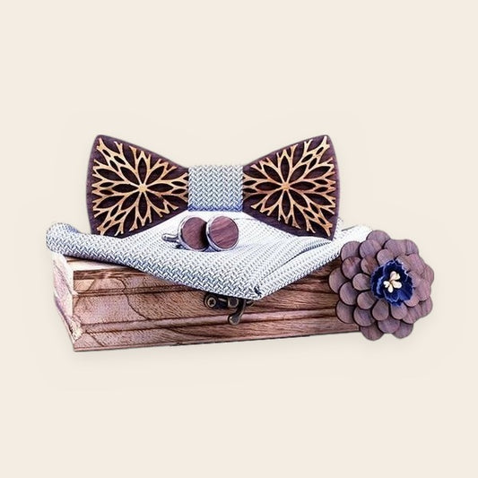 Coffret noeud papillon bois Relief Fleuri – The Wood Stock