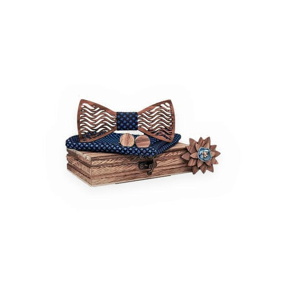 Coffret Noeud Papillon Bois - Stripe