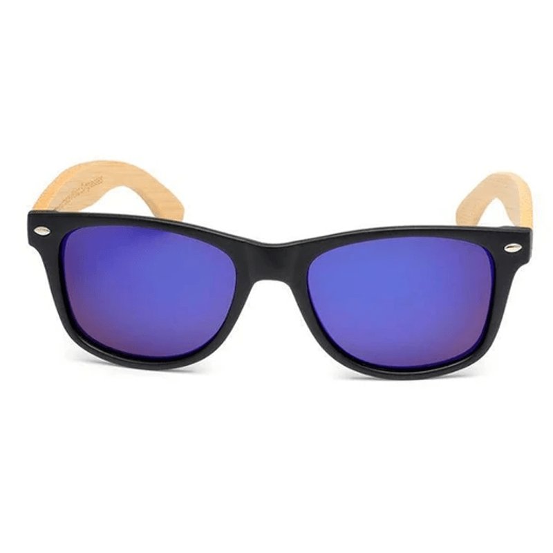 Lunette de Soleil Bois Homme - Wayfarer Noir Bleu - The Wood Stock