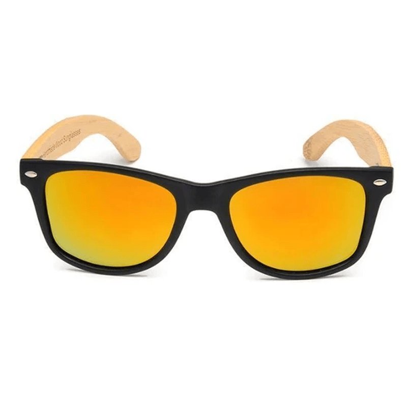 Lunette de Soleil Bois Homme - Wayfarer Noir Orange - The Wood Stock