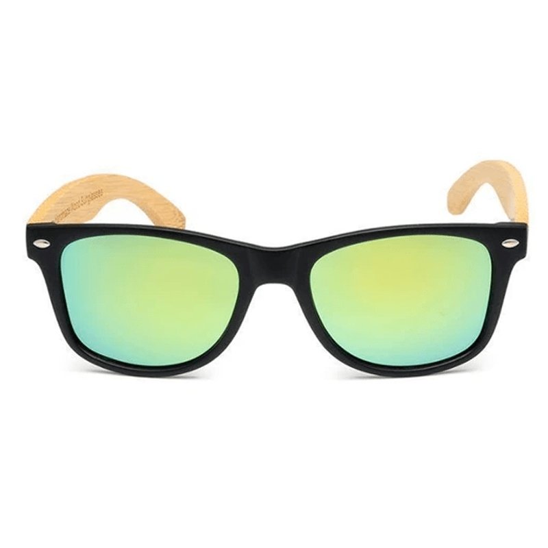 Lunette de Soleil Bois Homme - Wayfarer Noir Vert - The Wood Stock