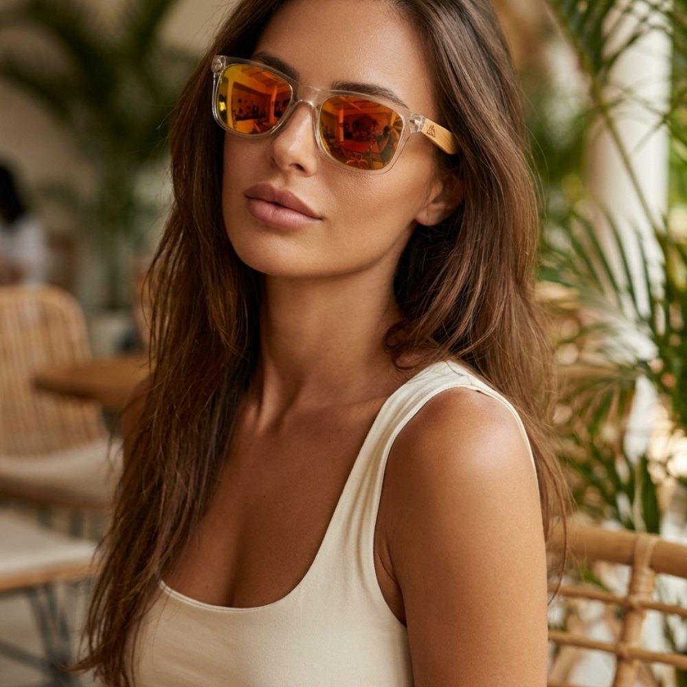 Lunette Soleil Bois - Wayfarer Sky Orange