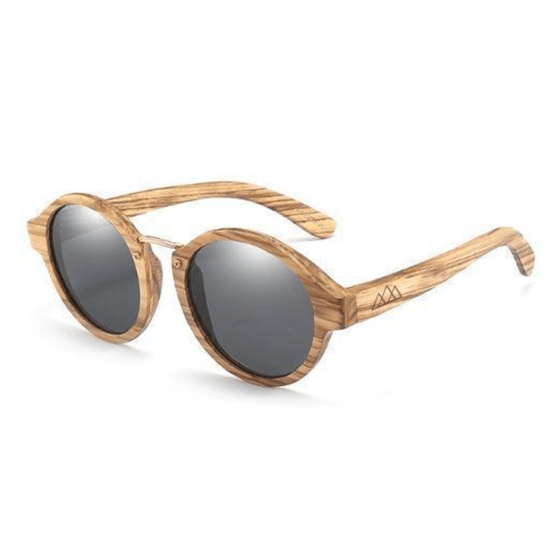 Lunette Soleil en Bois - Retro Zebra Luxe Noir - The Wood Stock