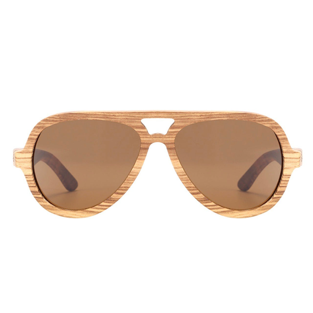 Lunettes en bois aviateur Brun, vue 2 sur fond blanc