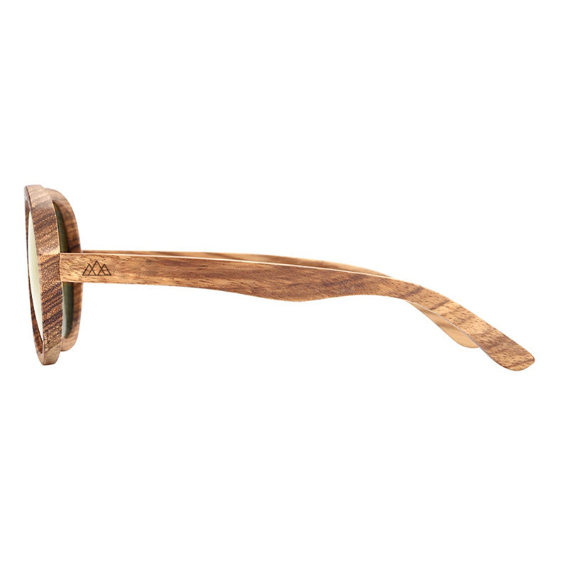 Lunettes en bois aviateur Brun, vue 3 sur fond blanc