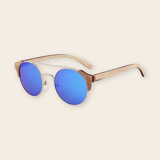 Lunettes en bois aviateur Positive Bleu – The Wood Stock
