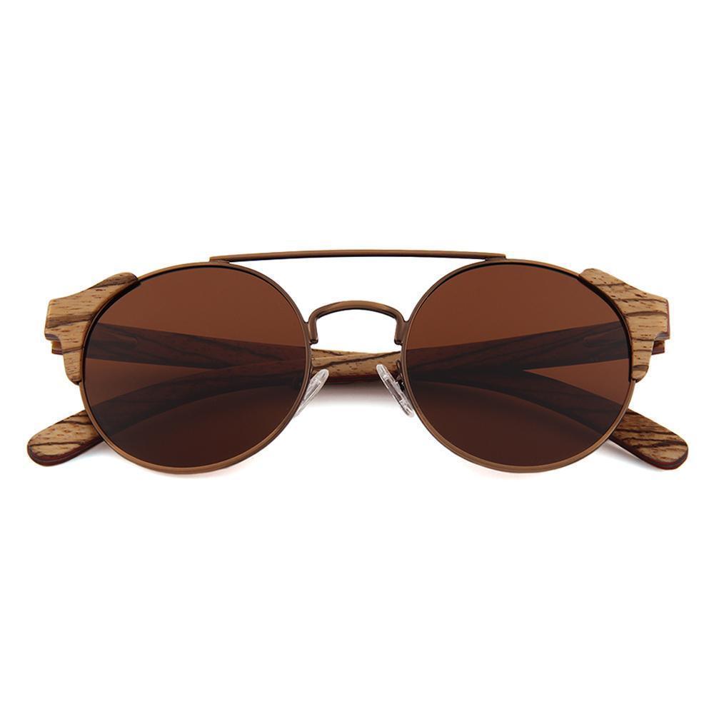 Lunettes en bois aviateur Positive Brun, vue 2 sur fond blanc