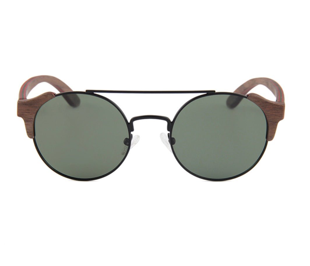 Lunettes en bois aviateur Positive Vert, vue 2 sur fond blanc