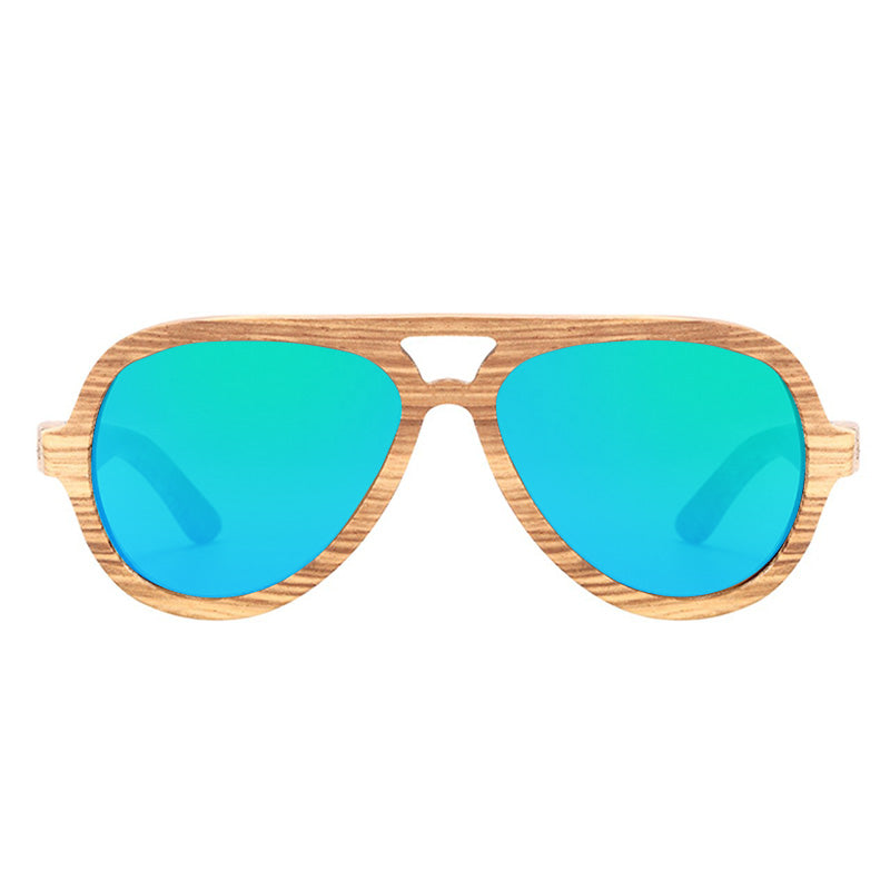 Lunettes en bois aviateur Vert, vue 2 sur fond blanc