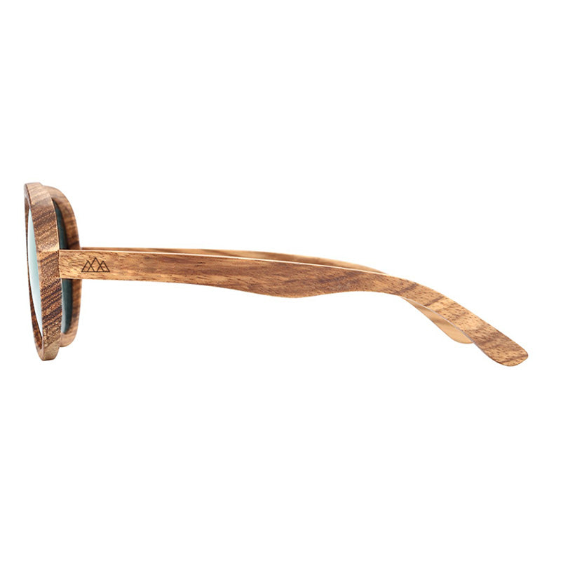 Lunettes en bois aviateur Vert, vue 3 sur fond blanc