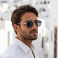 Lunettes en bois aviateur Vintage Noir en situation