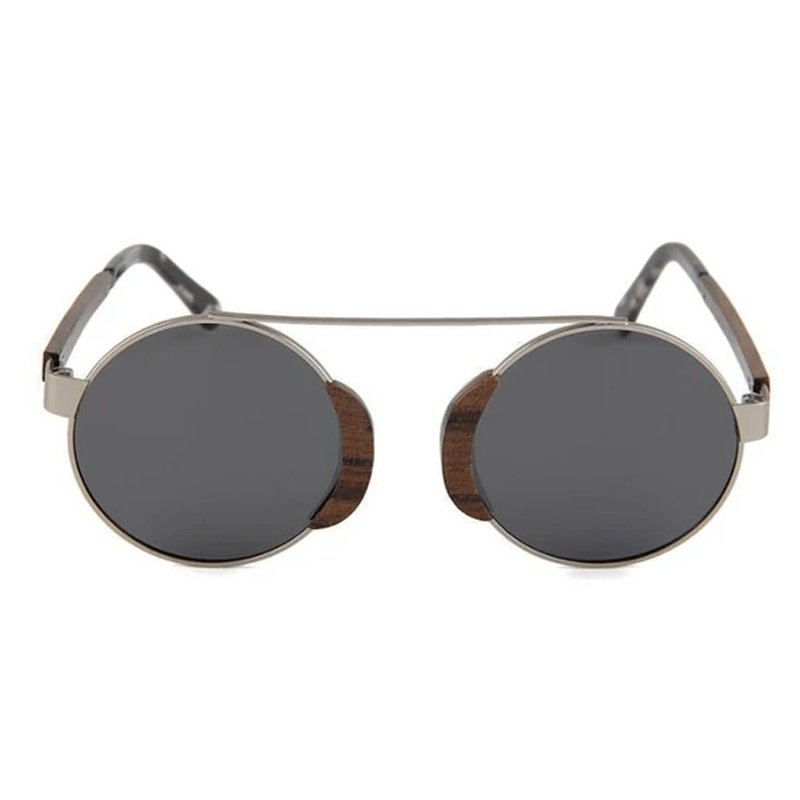 Lunettes en bois aviateur Vintage Noir, vue 2 sur fond blanc