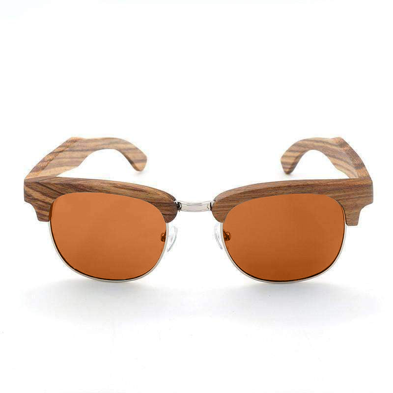 Lunettes en bois clubmaster Brun, vue 2 sur fond blanc
