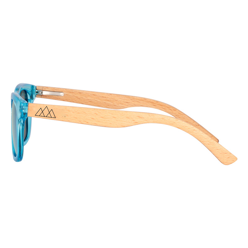 Lunettes en bois enfant Play Blue, vue 3 sur fond blanc