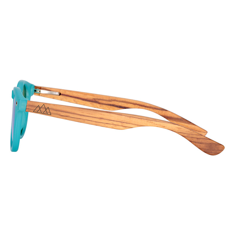 Lunettes en bois enfant Summer Blue, vue 3 sur fond blanc
