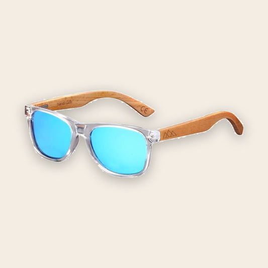 Lunettes en bois enfant Wayfarer Sky Junior Bleu – The Wood Stock