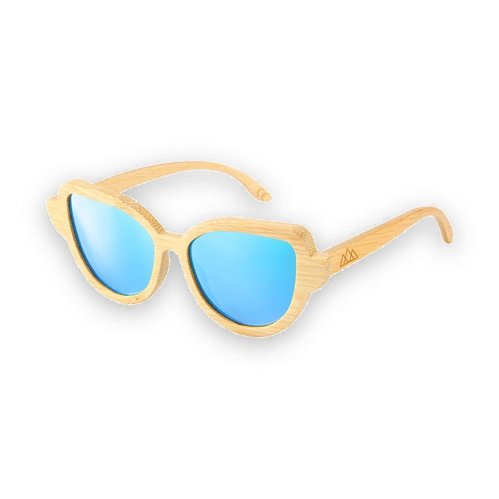 Lunettes en Bois Femme - Œil de Chat Bleu