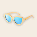 Lunettes en Bois Femme - Œil de Chat Bleu