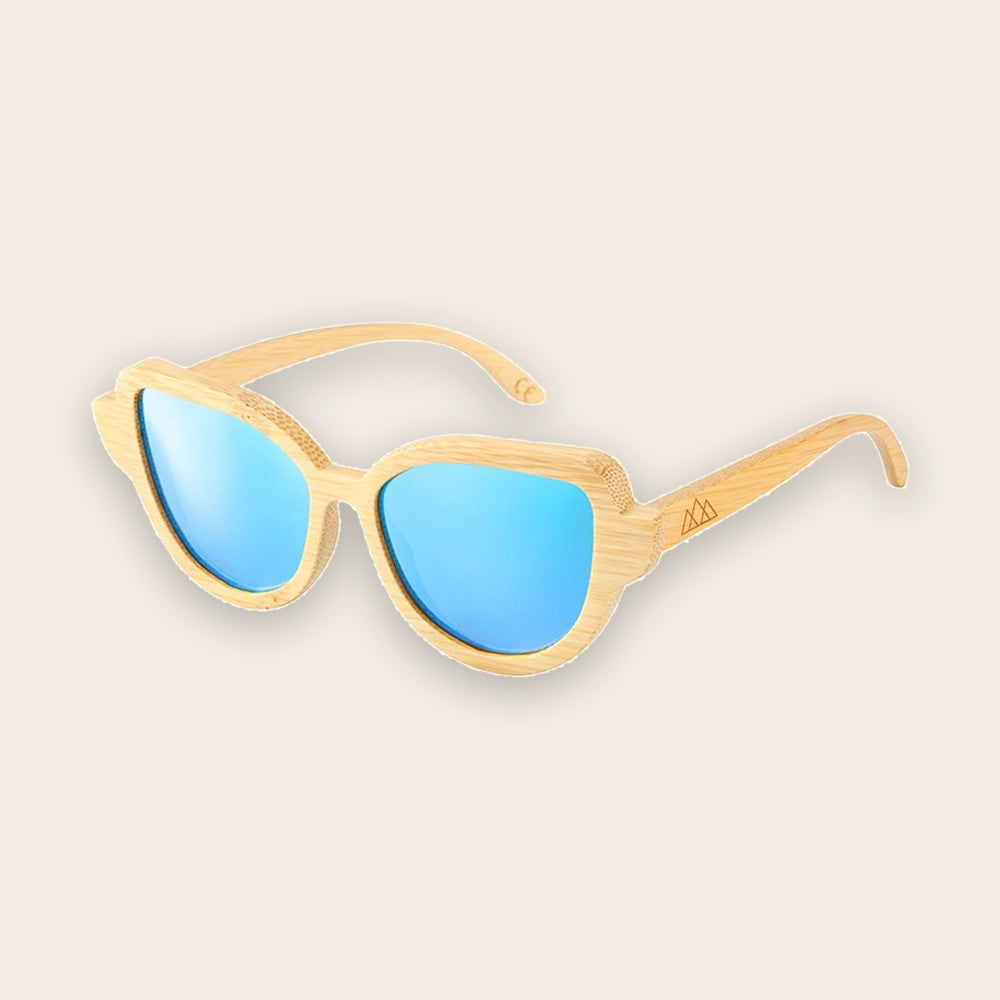Lunettes en bois femme Œil de Chat Bleu – The Wood Stock