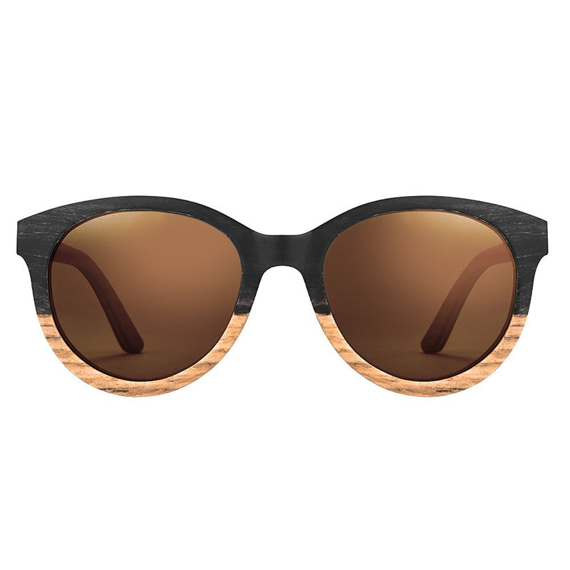 Lunettes en bois femme Riviera Brun, vue 2 sur fond blanc