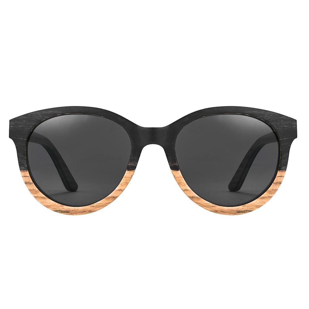 Lunettes en bois femme Riviera Noir, vue 2 sur fond blanc