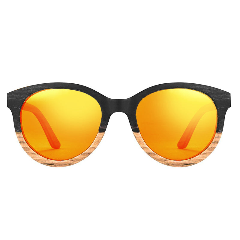 Lunettes en bois femme Riviera Orange, vue 2 sur fond blanc
