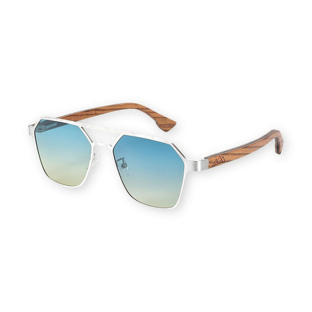 Lunettes en Bois Hexagonale - Tiral Bleu