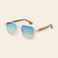 Lunettes en Bois Hexagonale - Tiral Bleu