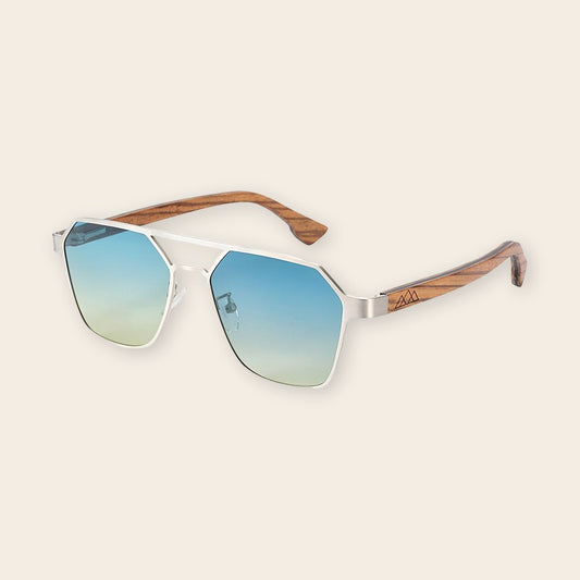Lunettes en bois hexagonale Tiral Bleu – The Wood Stock