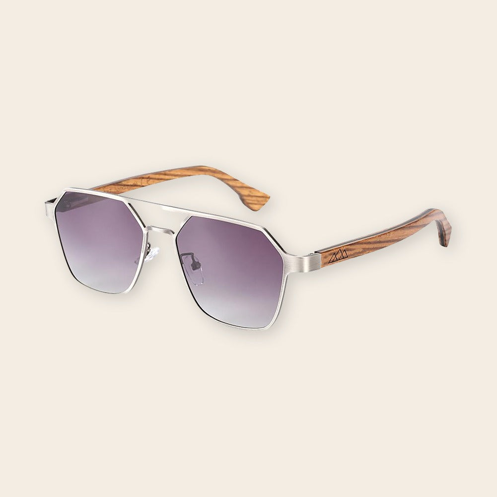 Lunettes en bois hexagonale Tiral Gris – The Wood Stock
