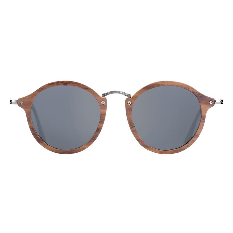 Lunettes en bois ronde Retro Noir, vue 2 sur fond blanc
