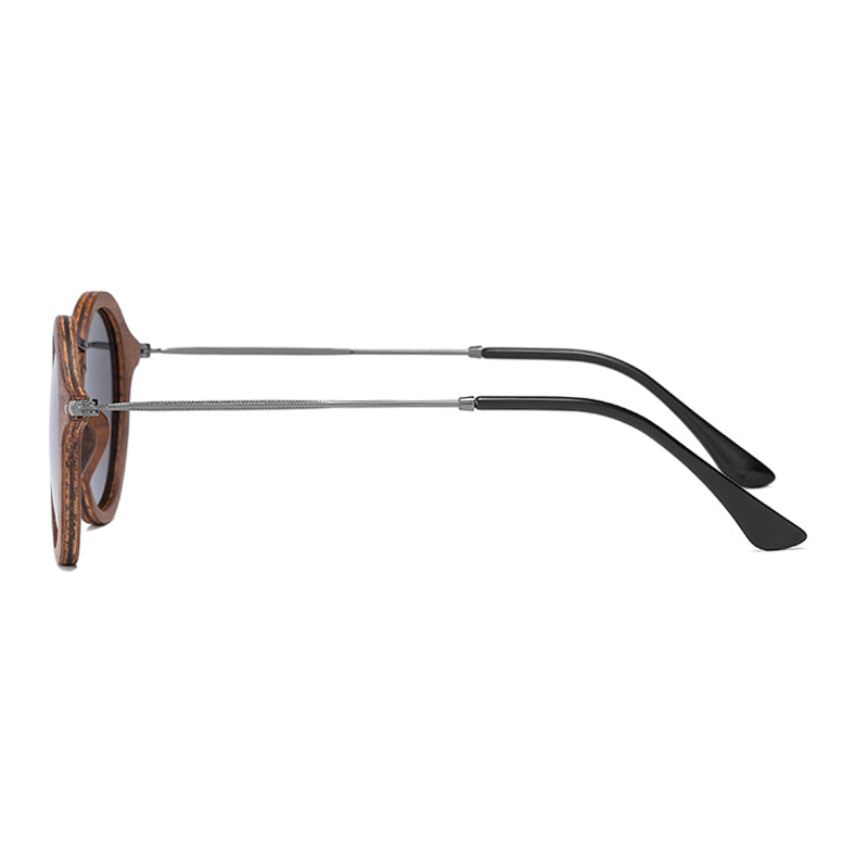 Lunettes en bois ronde Retro Noir, vue 3 sur fond blanc
