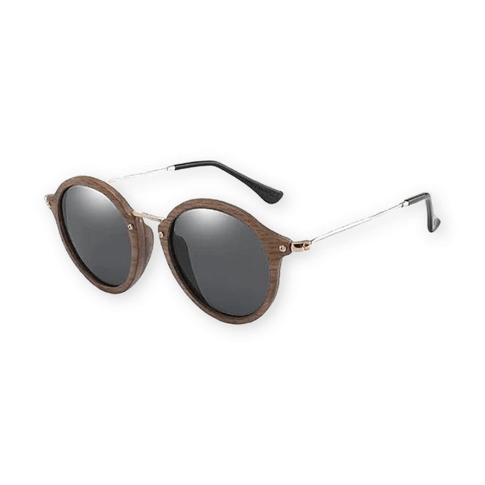 Lunettes en Bois Ronde - Retro Noir