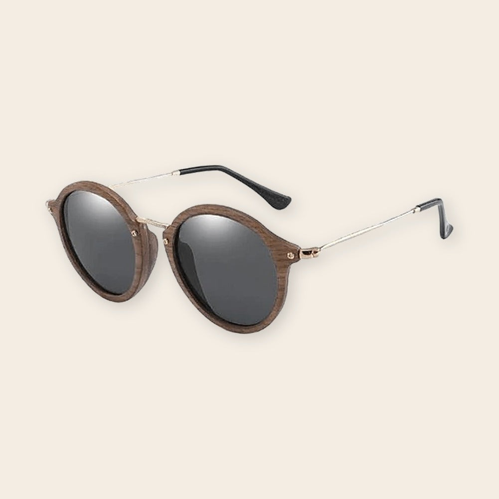 Lunettes en bois ronde Retro Noir – The Wood Stock