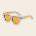 Lunettes en Bois Ronde - Retro Rainbow Orange
