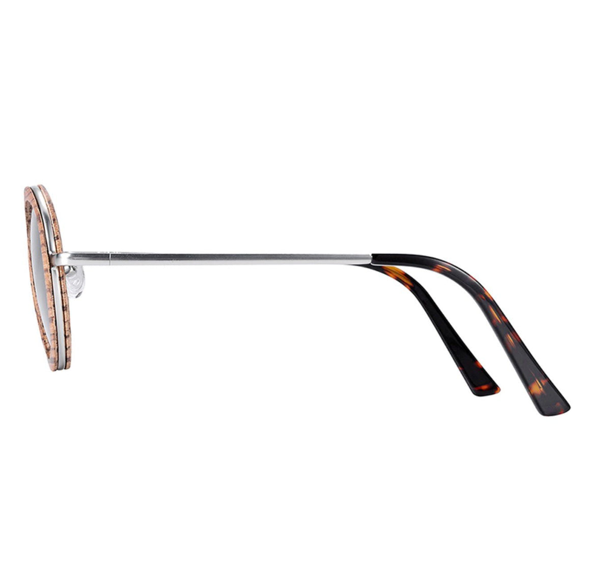Lunettes en bois ronde Retro Vintage Zebra Brun, vue 2 sur fond blanc