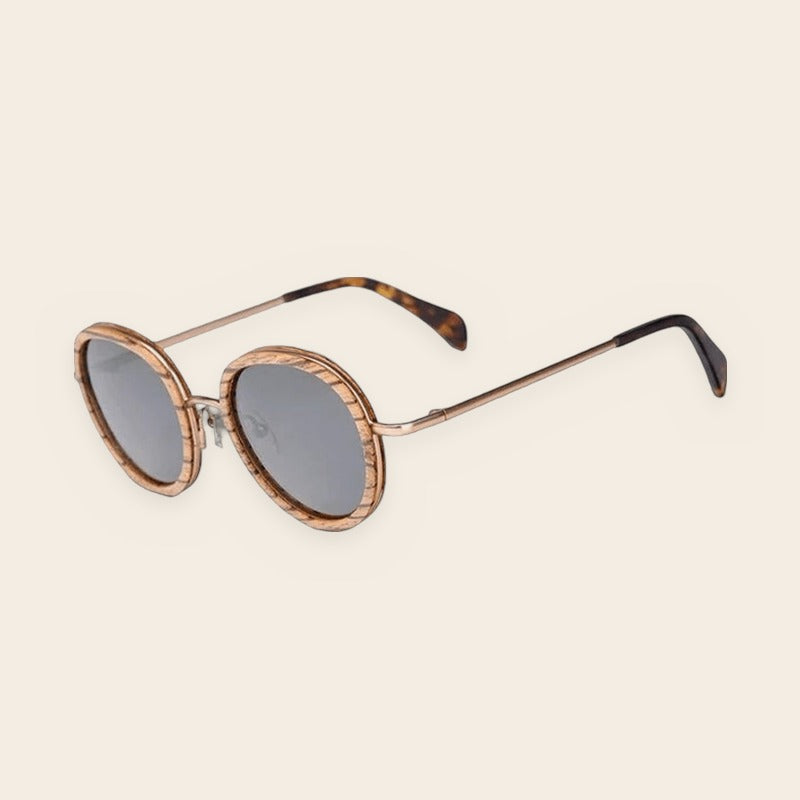 Lunettes en bois ronde Retro Vintage Zebra Gris sombre – The Wood Stock
