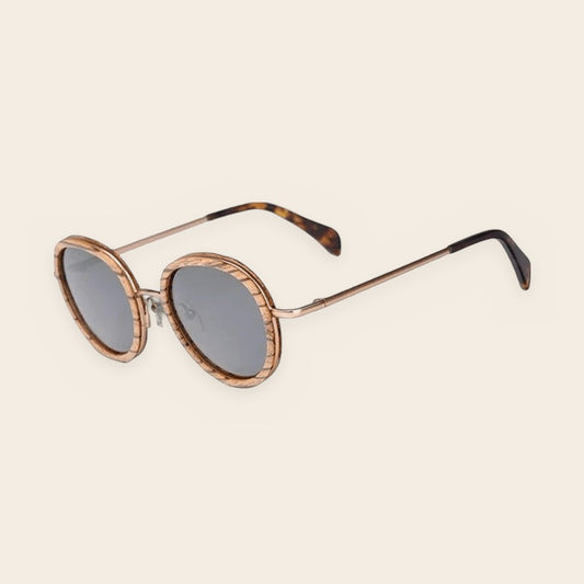 Lunettes en bois ronde Retro Vintage Zebra Gris sombre – The Wood Stock