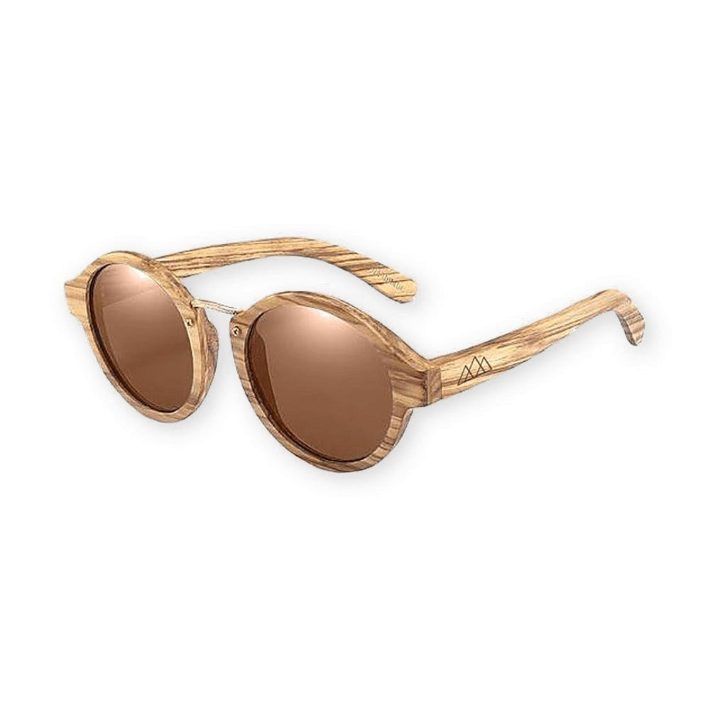 Lunettes en Bois Ronde - Retro Zebra Luxe Brun