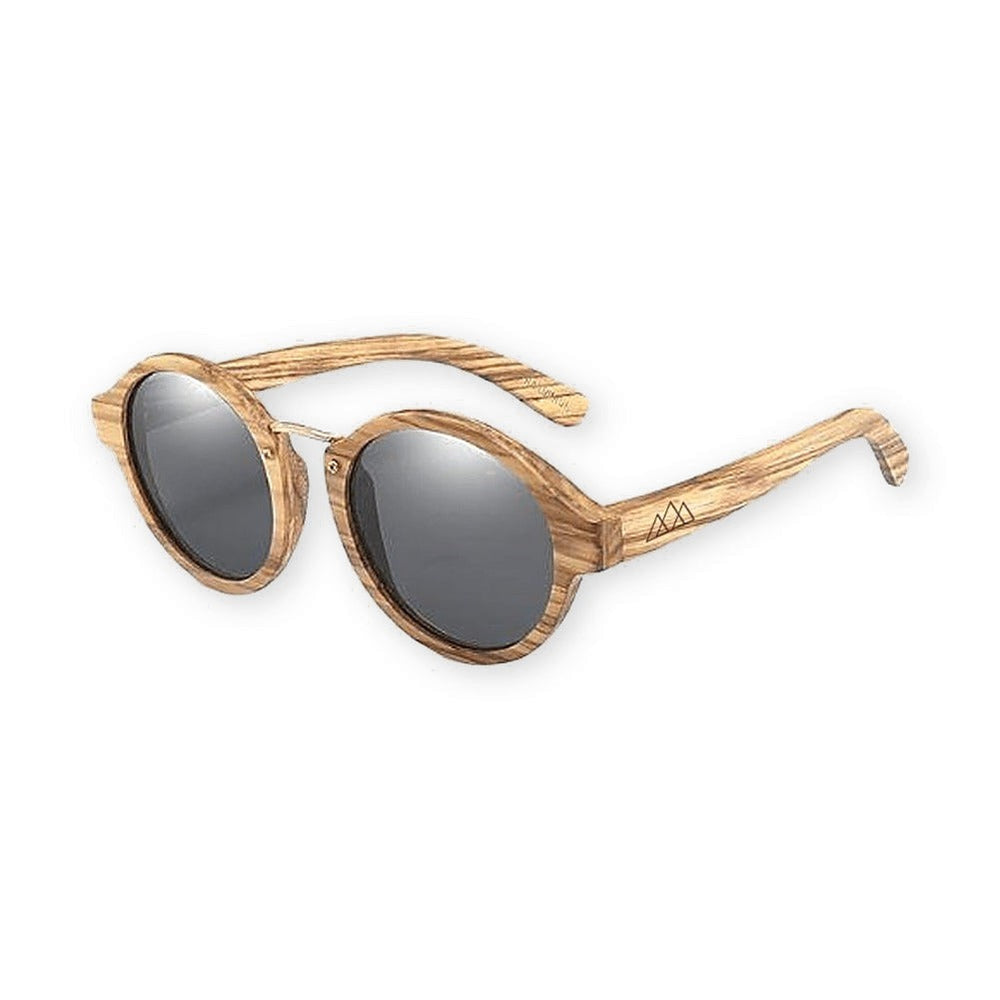 Lunettes en Bois Ronde - Retro Zebra Luxe Noir