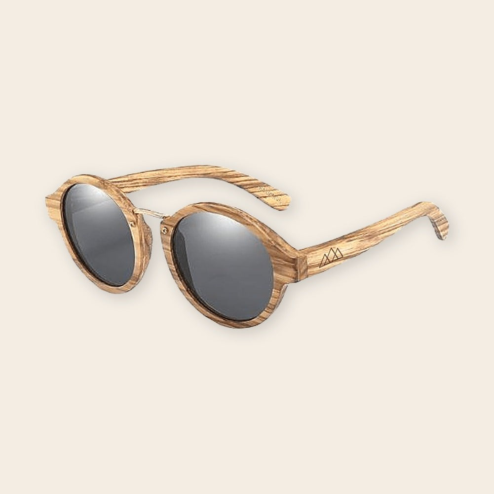 Lunettes en bois ronde Retro Zebra Luxe Noir – The Wood Stock