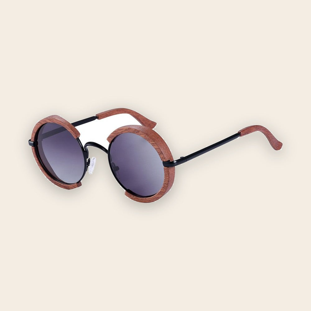 Lunettes en bois ronde Steam Noyer – The Wood Stock