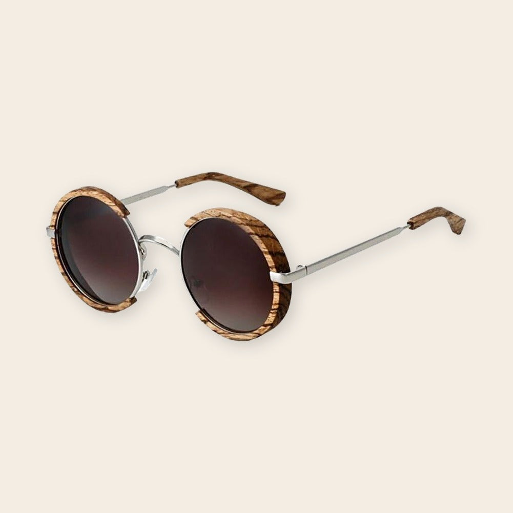 Lunettes en bois ronde Steam Zebra – The Wood Stock