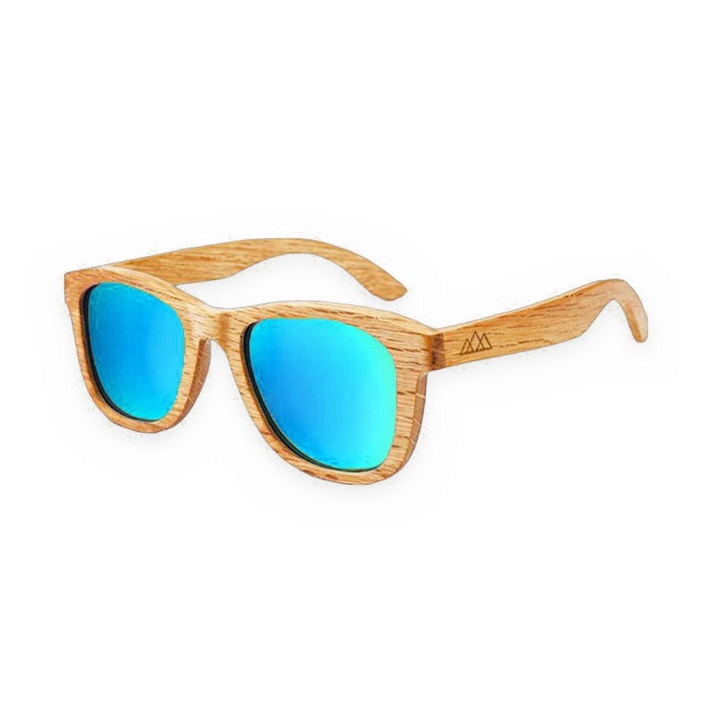 Lunettes en Bois Wayfarer - Bambou Ambre Bleu