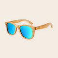 Lunettes en Bois Wayfarer - Bambou Ambre Bleu
