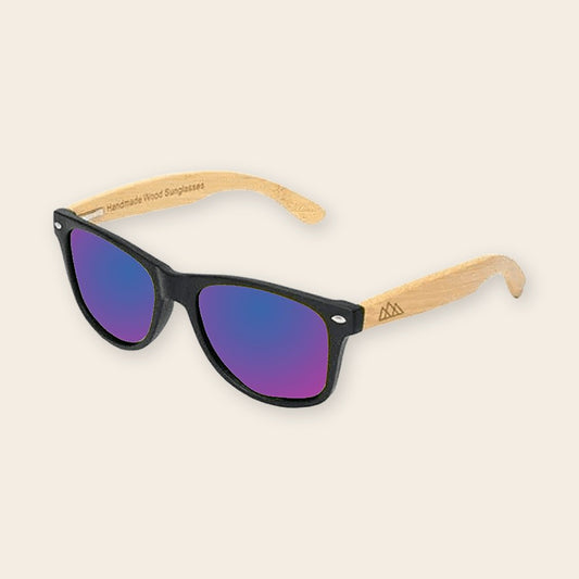 Lunettes en bois wayfarer Noir Bleu – The Wood Stock
