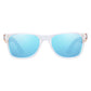 Lunettes en bois wayfarer Sky Bleu, vue 2 sur fond blanc