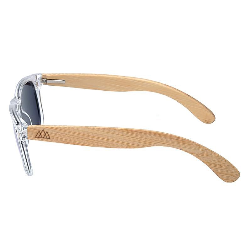 Lunettes en bois wayfarer Sky Bleu, vue 3 sur fond blanc