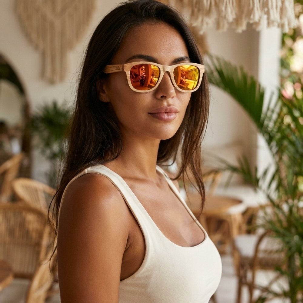 Lunettes en bois - Bambou Ambre Orange
