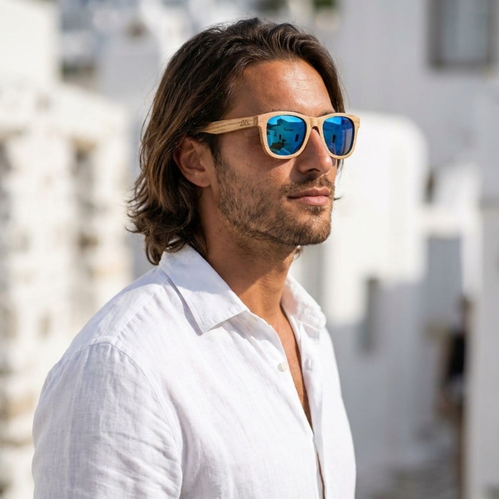 Lunettes en bois - Bambou Ambre Bleu